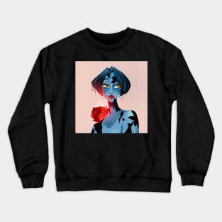 Mermaid Girl with Rose Crewneck Sweatshirt